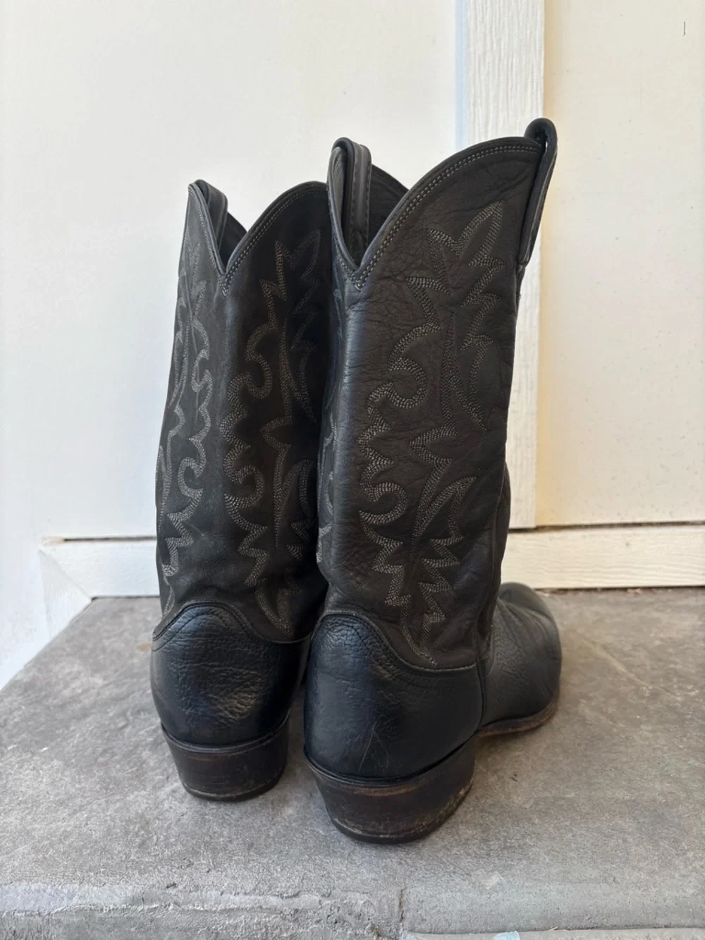 Dan Post Black Leather Western Cowboy Boots Mens 10.5 D Classic Embroidered